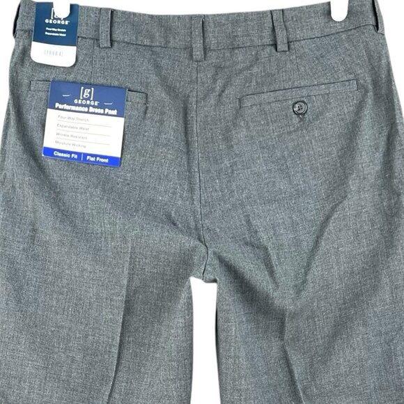 GEORGE Men's Grey Dress Pants 34x32 Expandable Waist Flat Front Stretch NWT - Picture 4 of 11
